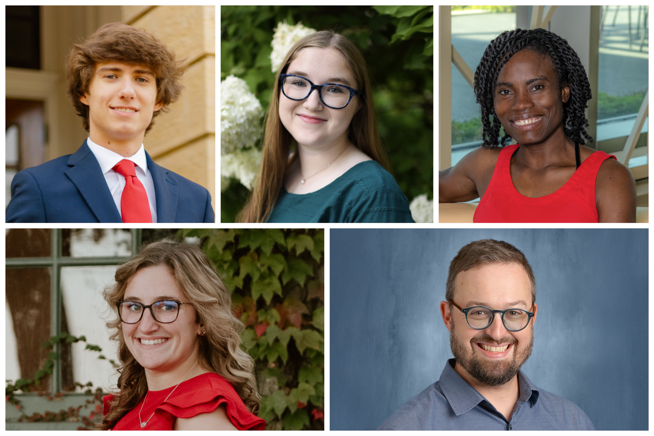 Photos of five students featured in the winter 2025 notable graduates story.